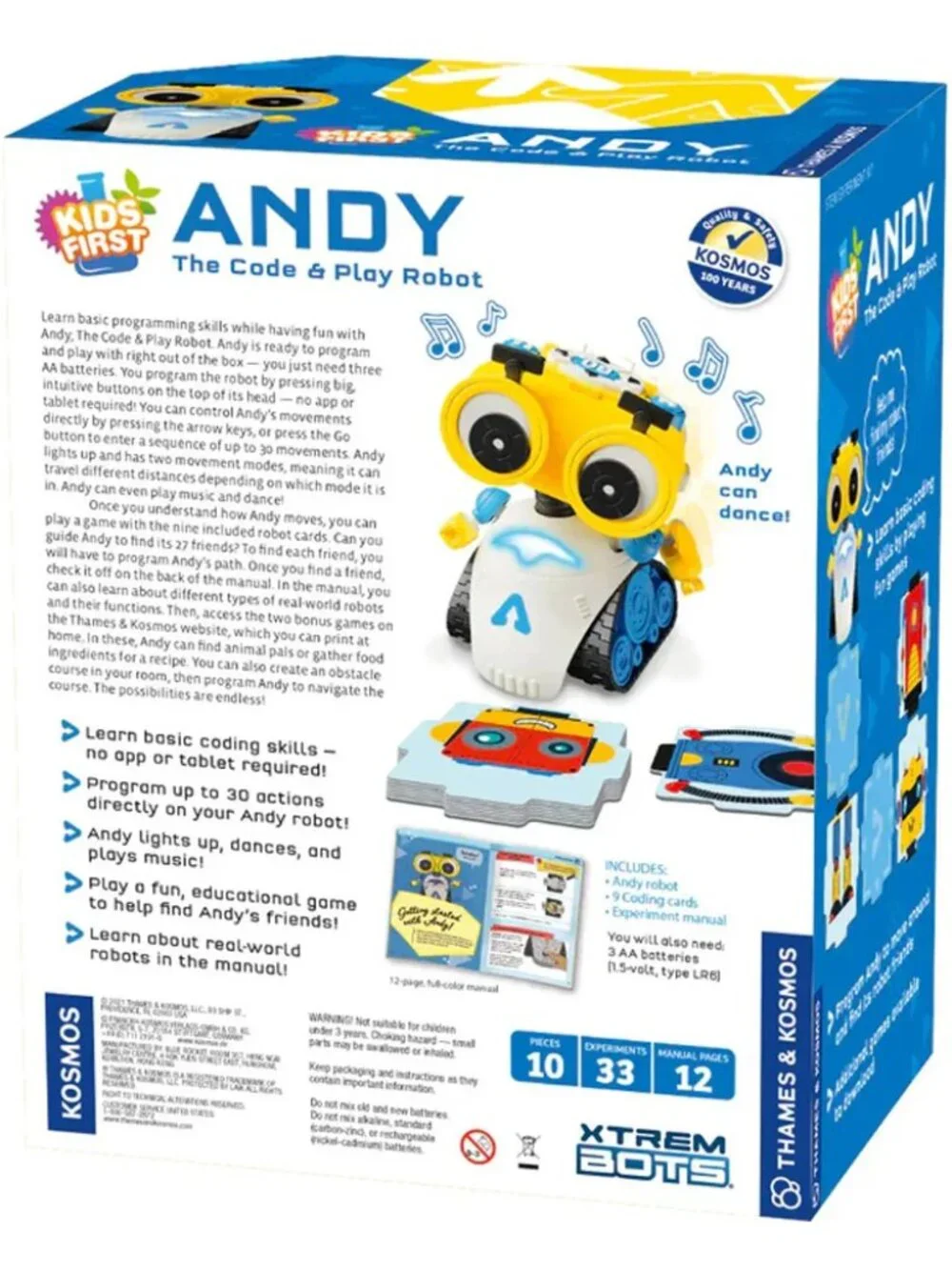 Kids First Andy Code & Play Robot STEM Coding Toy Ages 4+
